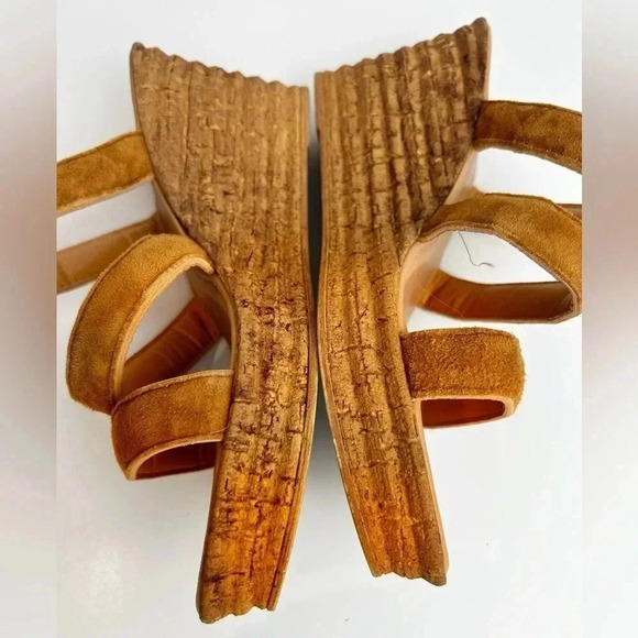 Mariella cork wedges sandals, heeled, 9, open toe,  brown Beach Pool Resort NEW - Picture 3 of 9